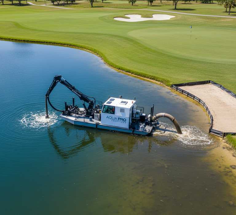 Professional golf course lake dredging